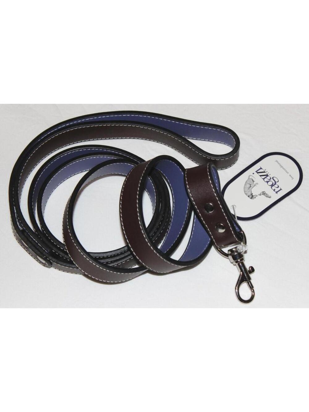 RAGAZZI LIFE CHIC LEATHER LEASH 6ft x 1in BROWN & PURPLE GENUINE LEATHER QUALITY